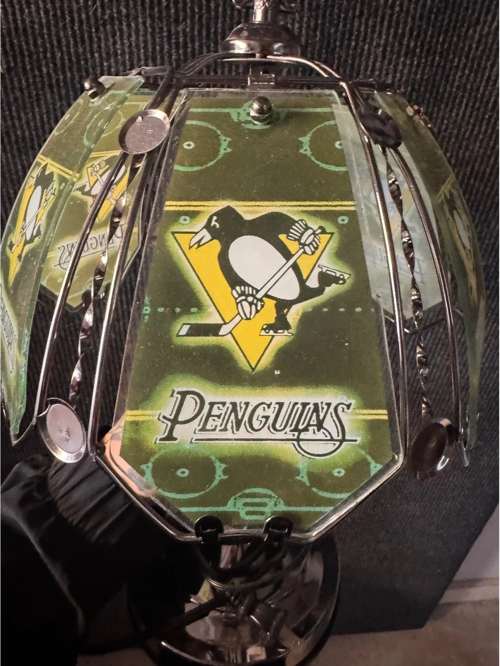 Vintage Pittsburgh Penguins Touch Table Lamp with Glass Panels